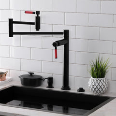 Deck Mount Pot Filler Faucet, Kaiser, Two-Handle in Matte Black