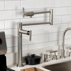 Deck Mount Pot Filler Faucet, Manhattan, Two-Handle in Brushed Nickel