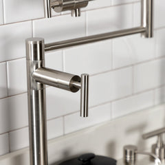 Deck Mount Pot Filler Faucet, Manhattan, Two-Handle in Brushed Nickel