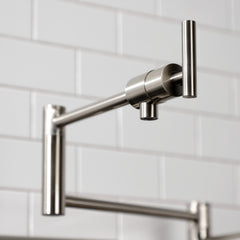 Deck Mount Pot Filler Faucet, Manhattan, Two-Handle in Brushed Nickel