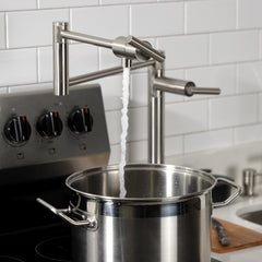 Deck Mount Pot Filler Faucet, Manhattan, Two-Handle in Brushed Nickel
