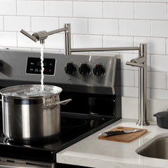 Deck Mount Pot Filler Faucet, Manhattan, Two-Handle in Brushed Nickel