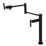 Deck Mount Pot Filler Faucet, Manhattan, Two Handle in Matte Black