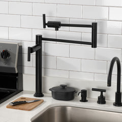 Deck Mount Pot Filler Faucet, Manhattan, Two Handle in Matte Black
