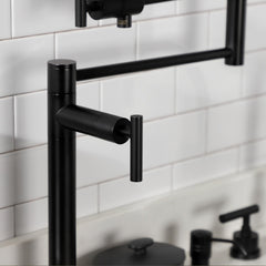 Deck Mount Pot Filler Faucet, Manhattan, Two Handle in Matte Black