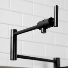 Deck Mount Pot Filler Faucet, Manhattan, Two Handle in Matte Black