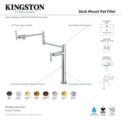 Deck Mount Pot Filler Faucet, Manhattan, Two Handle in Matte Black