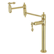 Deck Mount Pot Filler Faucet, Restoration, Two-Handle in Polished Brass