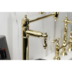Deck Mount Pot Filler Faucet, Restoration, Two-Handle in Polished Brass
