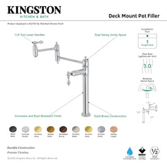Deck Mount Pot Filler Faucet, Restoration, Two-Handle in Polished Brass