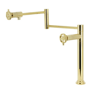 Deck Mount Pot Filler Faucet, Sona, Two-Handle in Polished Brass