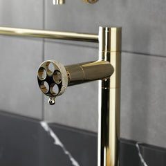 Deck Mount Pot Filler Faucet, Sona, Two-Handle in Polished Brass