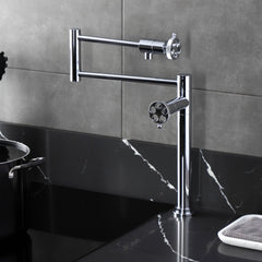 Deck Mount Pot Filler Faucet, Sona, Two-Handle in Polished Chrome
