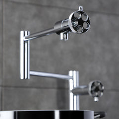 Deck Mount Pot Filler Faucet, Sona, Two-Handle in Polished Chrome