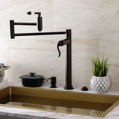 Deck Mount Pot Filler Faucet, Tulare, Two-Handle 1-Hole in Oil Rubbed Bronze