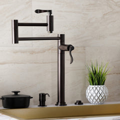 Deck Mount Pot Filler Faucet, Tulare, Two-Handle 1-Hole in Oil Rubbed Bronze