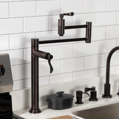 Deck Mount Pot Filler Faucet, Tulare, Two-Handle 1-Hole in Oil Rubbed Bronze