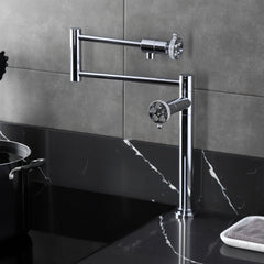 Deck Mount Pot Filler Faucet, Webb, Two-Handle in Polished Chrome