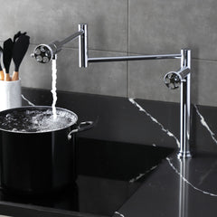 Deck Mount Pot Filler Faucet, Webb, Two-Handle in Polished Chrome