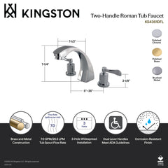 Deck Mount Roman Tub Faucet, Tulare, Two-Handle 3-Hole in Brushed Nickel