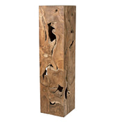 Decorative Teak Pedestal, 39 in H with Natural Wood Grain