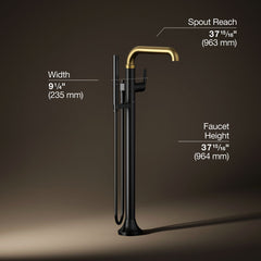 Tone Floor Mounted Clawfoot Tub Faucet in Matte Black/Moderne Brass | product photo