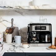 Lifestyle | combo brewer on a marble kitchen counter with espresso and latte
