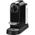 Front | Nespresso CitiZ espresso machine in black, front three-quarter view showing water tank and cup platform