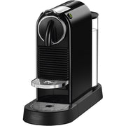Front | Nespresso CitiZ espresso machine in black, front three-quarter view showing water tank and cup platform