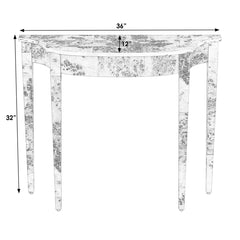 Demilune Console Table, 36 Inches Wide in Honey Burl Finish