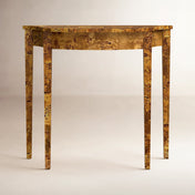 Demilune Console Table, 36 Inches Wide in Honey Burl Finish