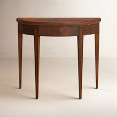 Demilune Console Table with Drawer, Olive Ash Burl