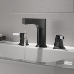 Zura Widespread Faucet with Drain Assembly in Chrome/Black | product photo