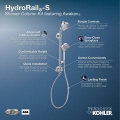 Kohler Hydrorail-S Shower Column Kit in Vibrant Brushed Nickel | product photo