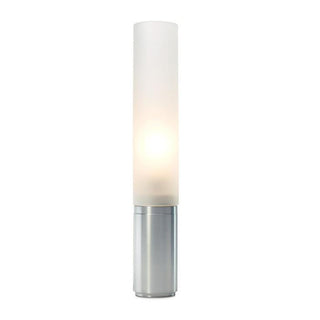 Dimmable LED Lamp, 18 in H, Silver Aluminum Base with Frosted White Shade