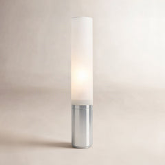 Dimmable LED Lamp, 18 in H, Silver Aluminum Base with Frosted White Shade