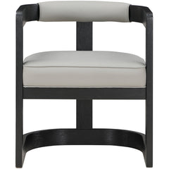 Dining Armchair, Faux Leather, Solid Wood Frame, Black Legs