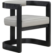 Dining Armchair, Faux Leather, Solid Wood Frame, Black Legs
