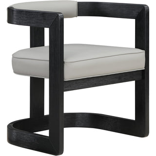 Dining Armchair, Faux Leather, Solid Wood Frame, Black Legs