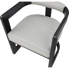 Dining Armchair, Faux Leather, Solid Wood Frame, Black Legs