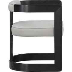 Dining Armchair, Faux Leather, Solid Wood Frame, Black Legs