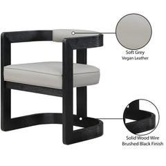 Dining Armchair, Faux Leather, Solid Wood Frame, Black Legs