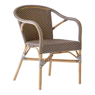 Dining Armchair, Rattan Frame with White/Cappuccino Dots