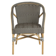 Dining Armchair, Rattan Frame with White/Cappuccino Dots