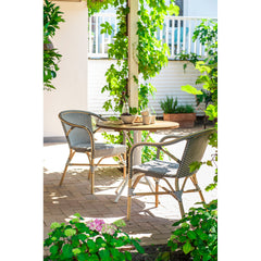 Dining Armchair, Rattan Frame with White/Cappuccino Dots
