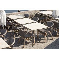Dining Armchair, Rattan Frame with White/Cappuccino Dots