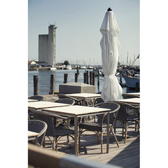 Dining Armchair, Rattan Frame with White/Cappuccino Dots