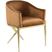 Dining Armchair, Saddle Velvet with Gold Metal Legs