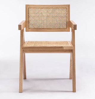 Dining Armchair, Solid Back, Solid and Manufactured Wood Frame, Natural