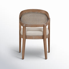Dining Armchair, Solid Oak Frame with Cane Panel in Taupe Beige